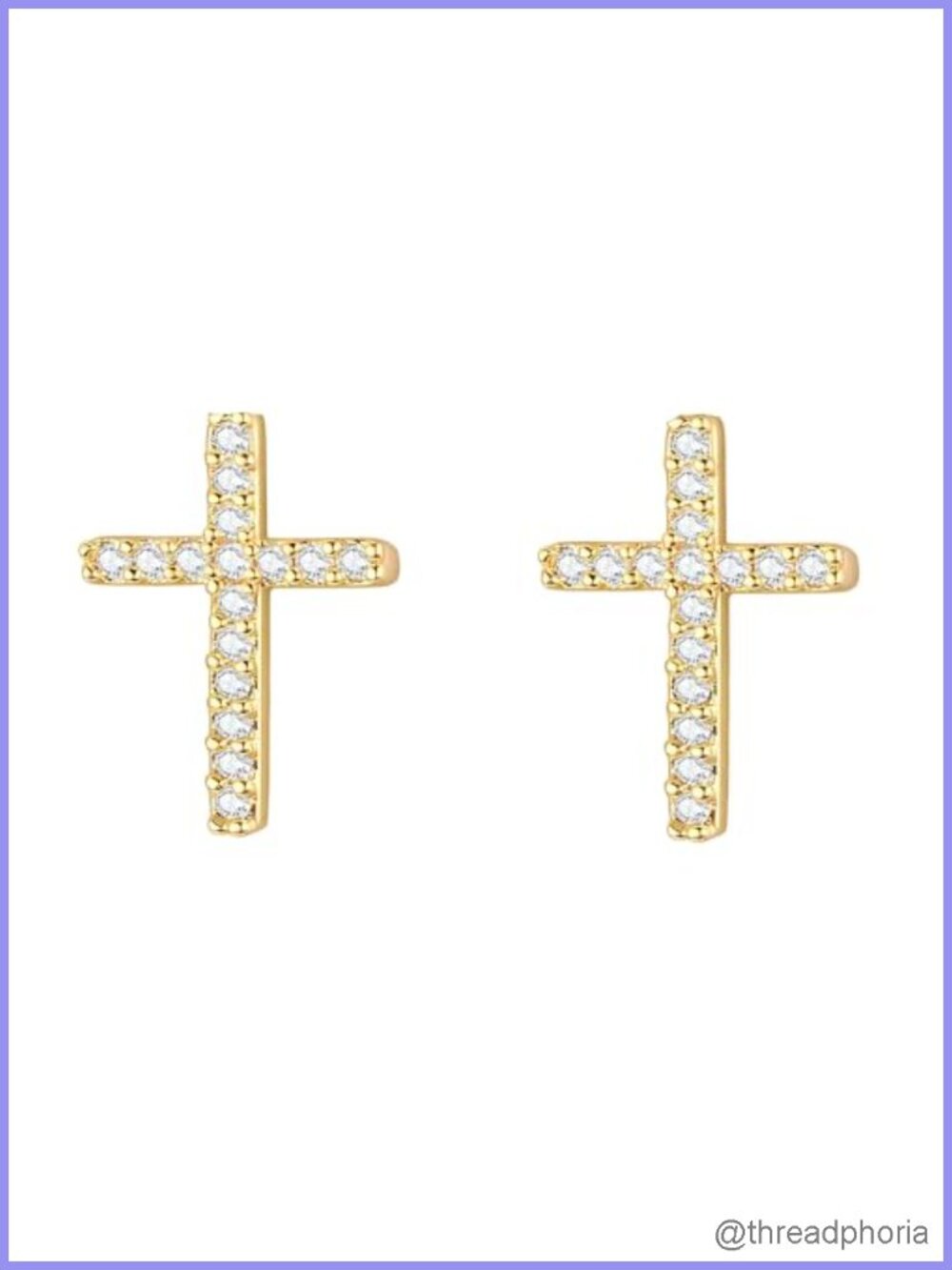 Tiny 14K White Gold Cross Stud Earrings Hypoallergenic CZ Huggies